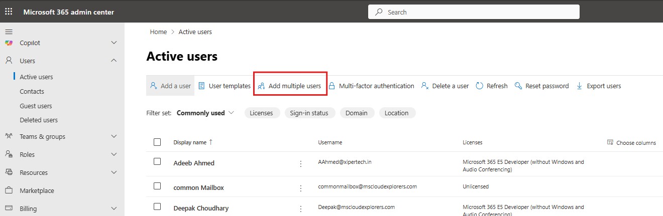Create Bulk users in Office 365
