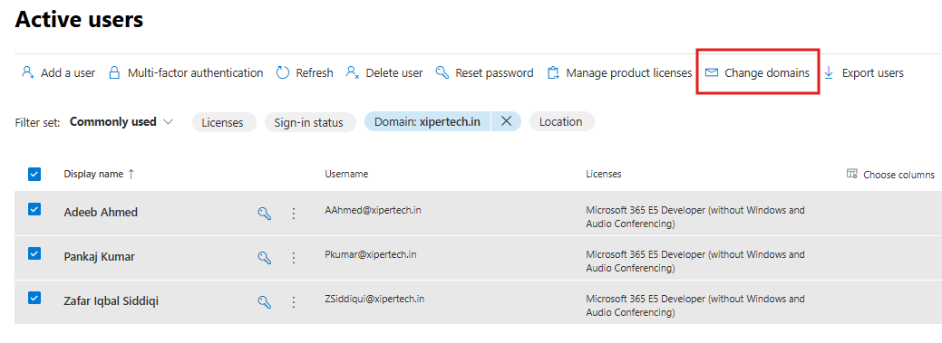 Change bulk Domain name in M365