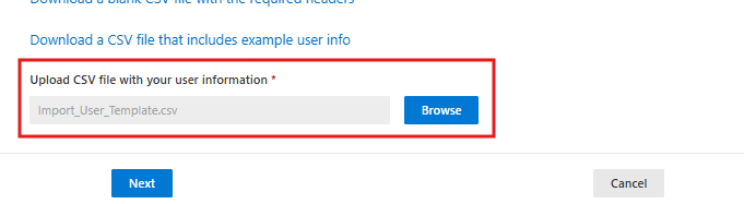 Upload Csv file