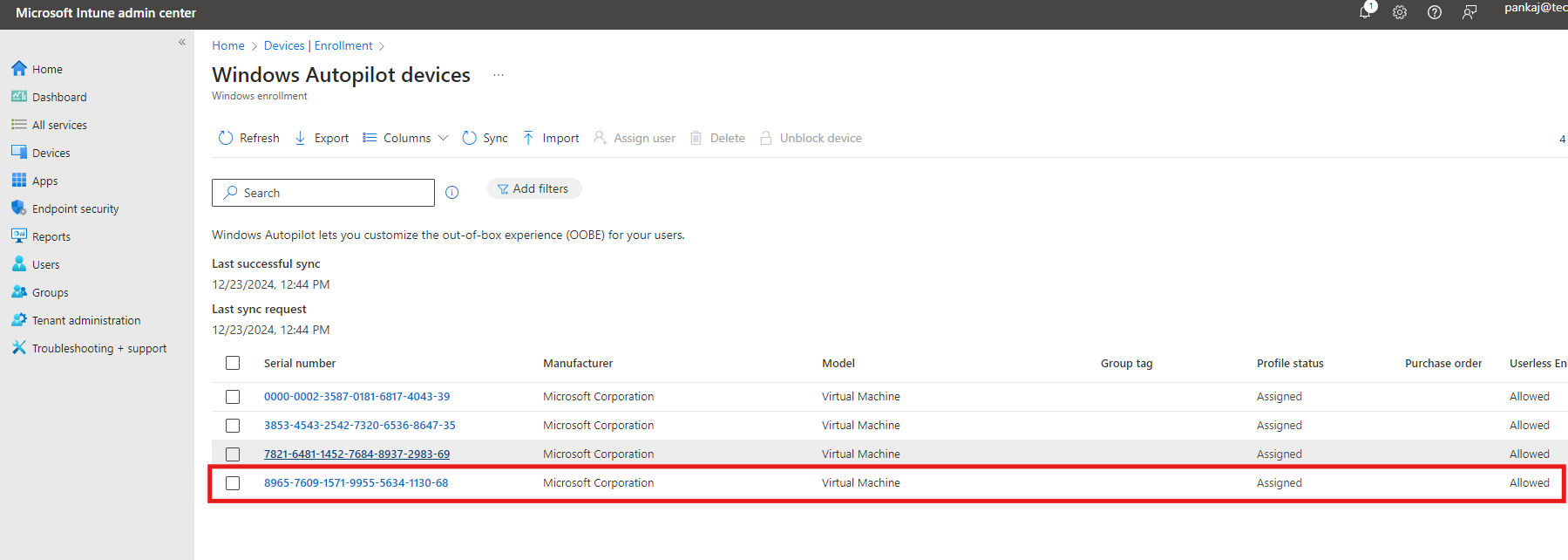 Windows autopilot devices