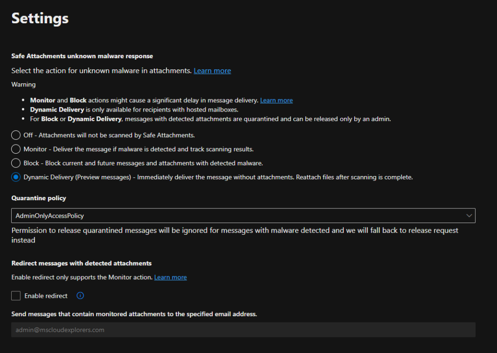 Microsoft defender for office 365 - Safe-Attchment-2