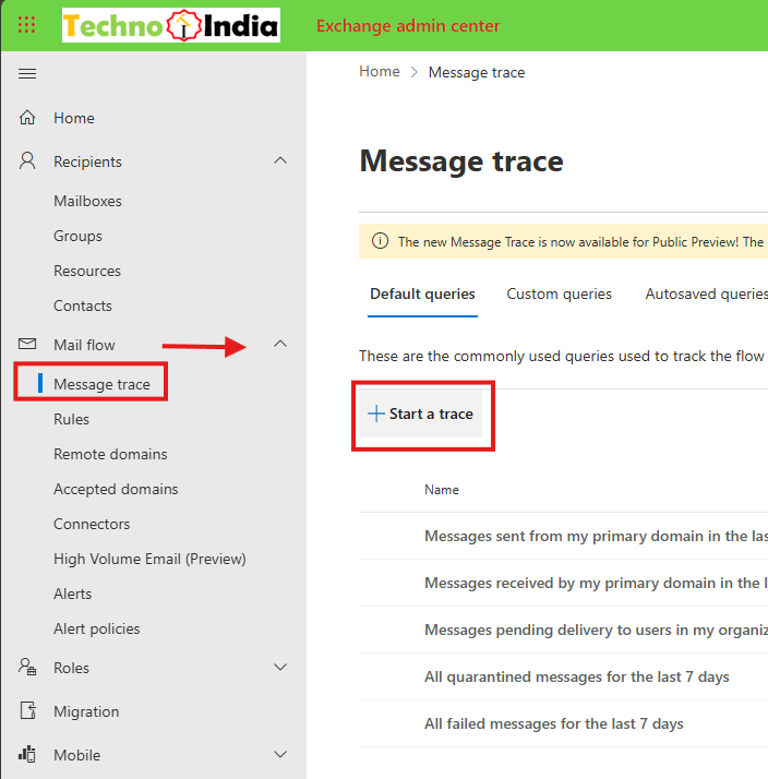 Message Trace in Exchange Online
