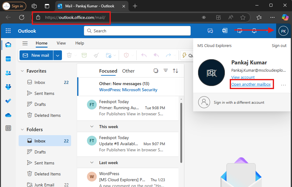 How to Access a shared mailbox in Outlook on the Web (OWA)