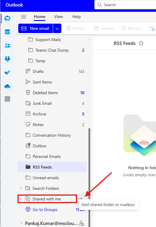 How to Access a shared mailbox in New Outlook App