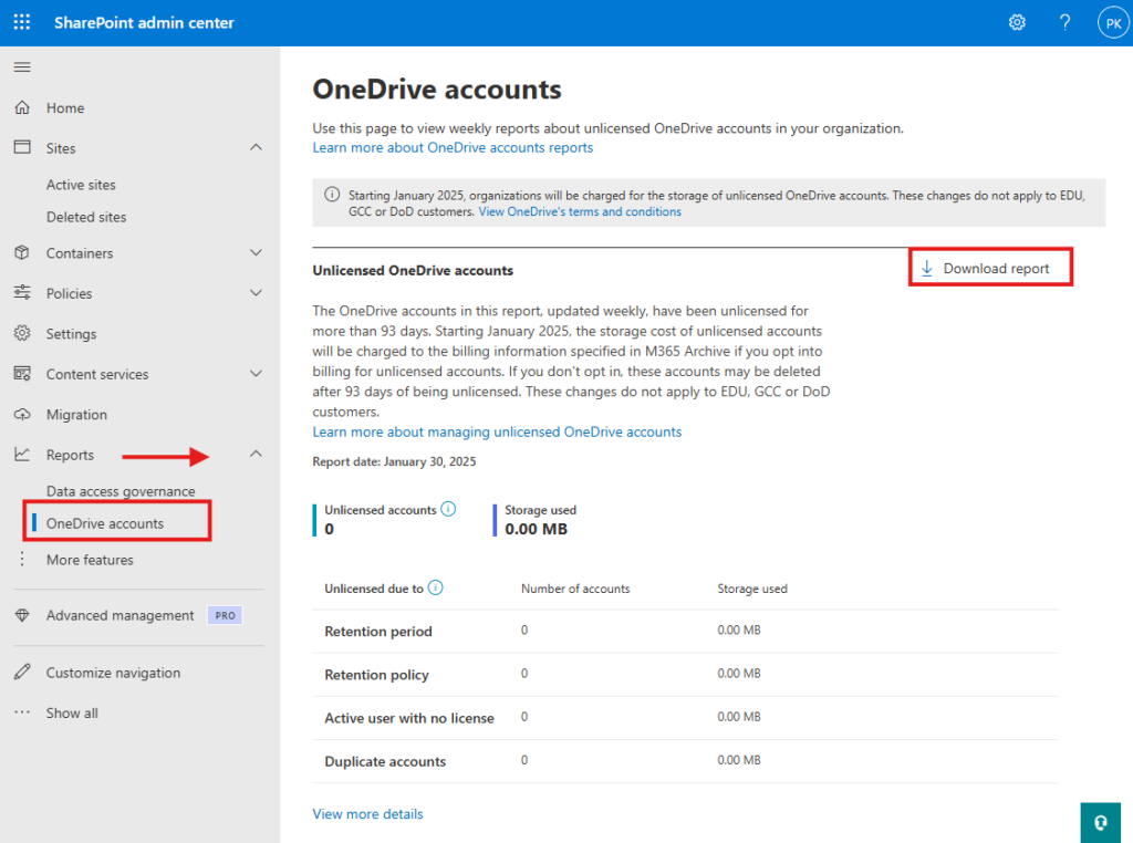 OneDrive For Business Report