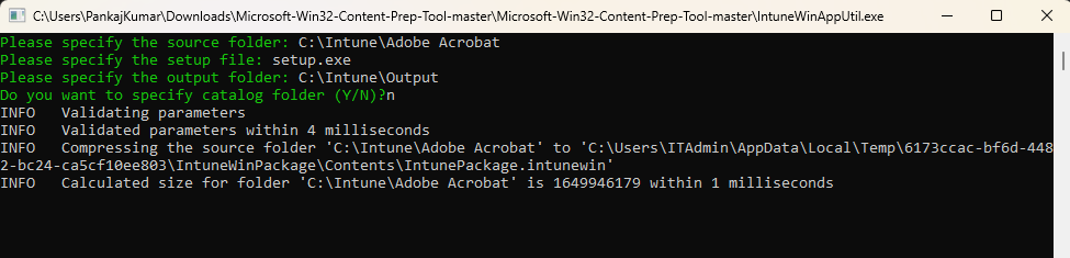 Package intune app