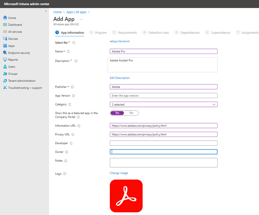 Adobe Acrobat Pro information