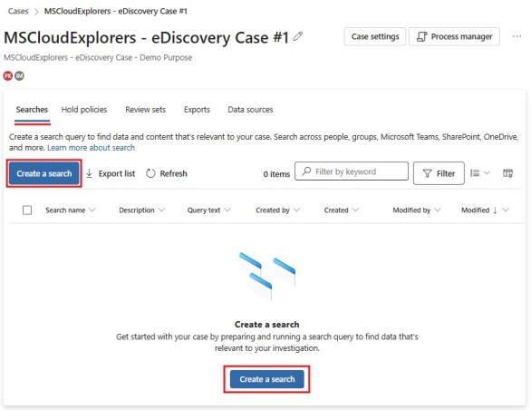 Microsoft 365 eDiscovery Case Search