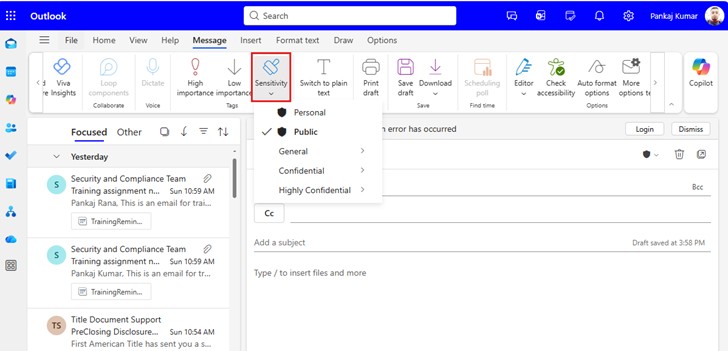 Microsoft Sensitivity Labels On Outlook