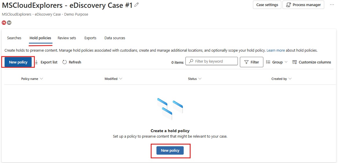 eDiscovery Hold Policies