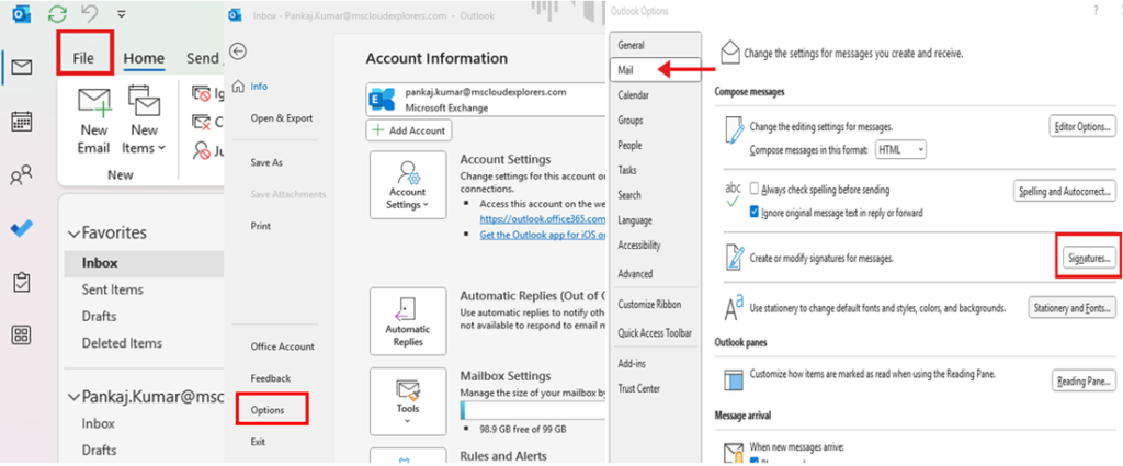 Setup Email Signature from Outlook App