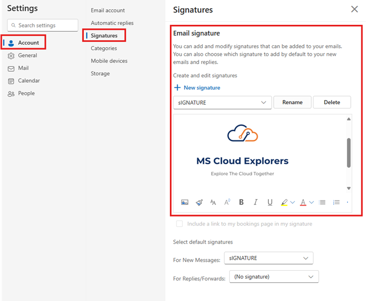 Email Signature setup from OWA