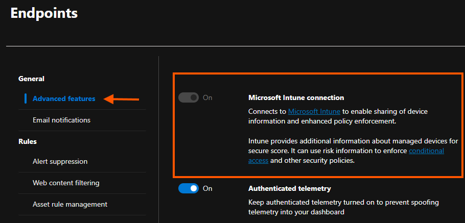 Intune Connector with Microsoft Defender for Endpoint
