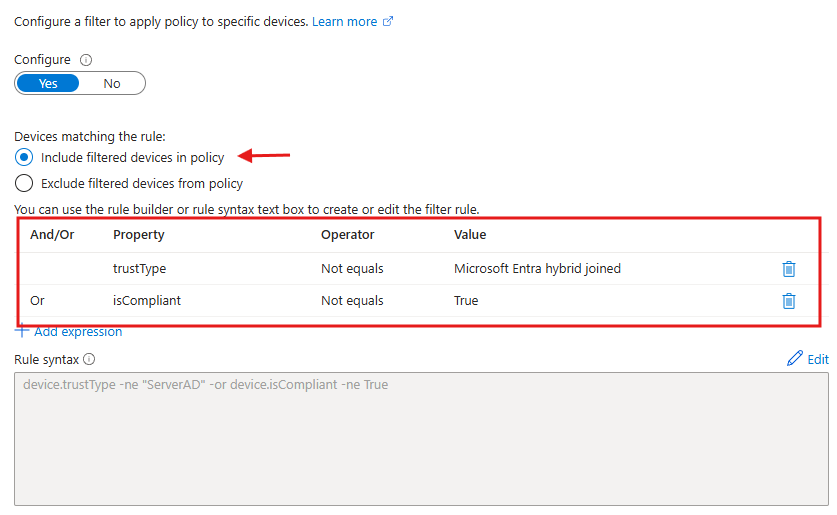 Device filters for Session time out