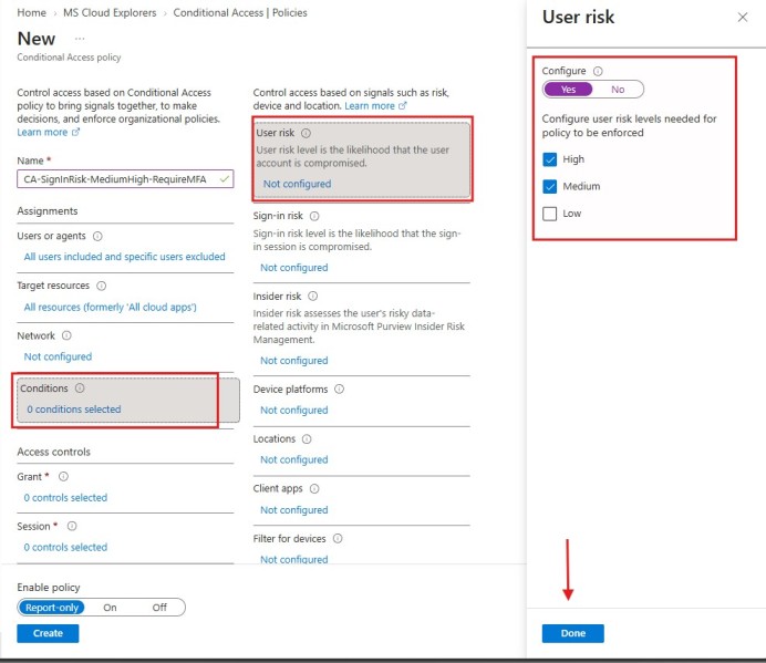 Microsoft Entra ID Identity Protection User Risk Conditional Access