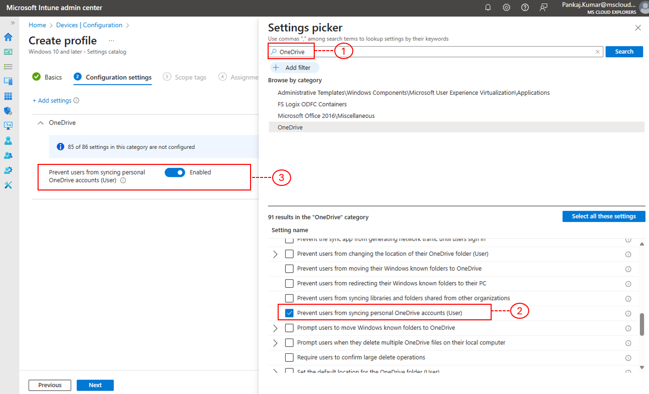 Personal OneDrive sync Block with Intune 