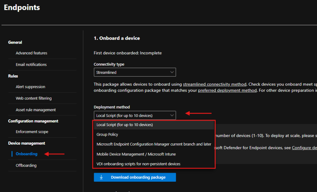 Microsoft Defender for Business, Device Onboarding