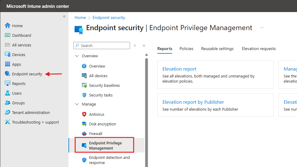 Microsoft Intune Privileged Elevation Configuration