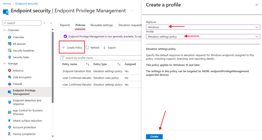 Microsoft Intune Privileged Elevation Configuration