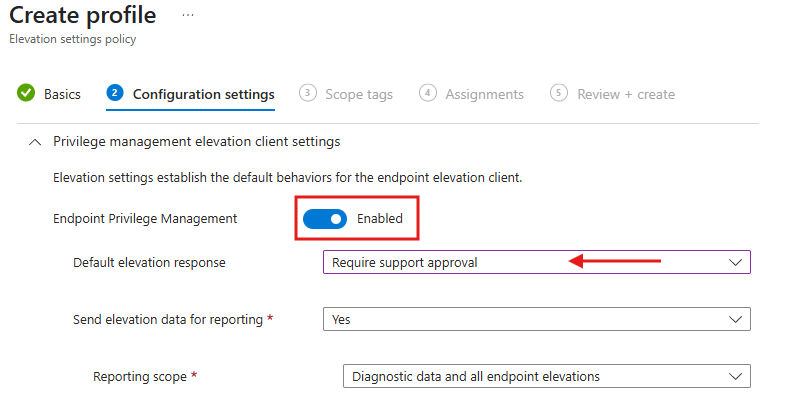 Microsoft Intune Privileged Elevation Configuration