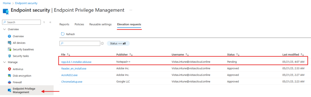 Microsoft Intune Privileged Elevation App Approval