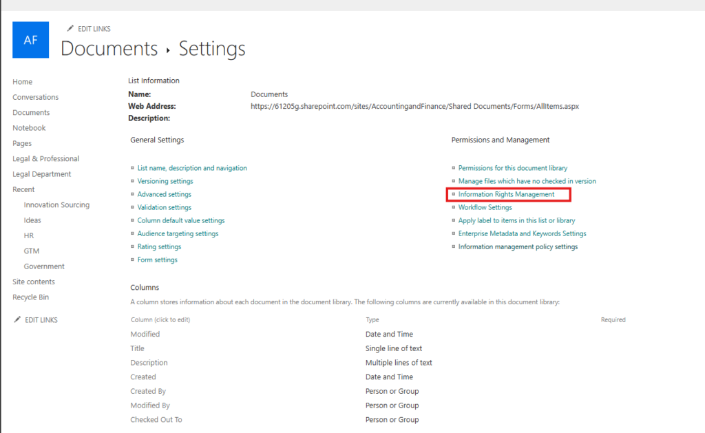 SharePoint Using IRM (Information Right Management)