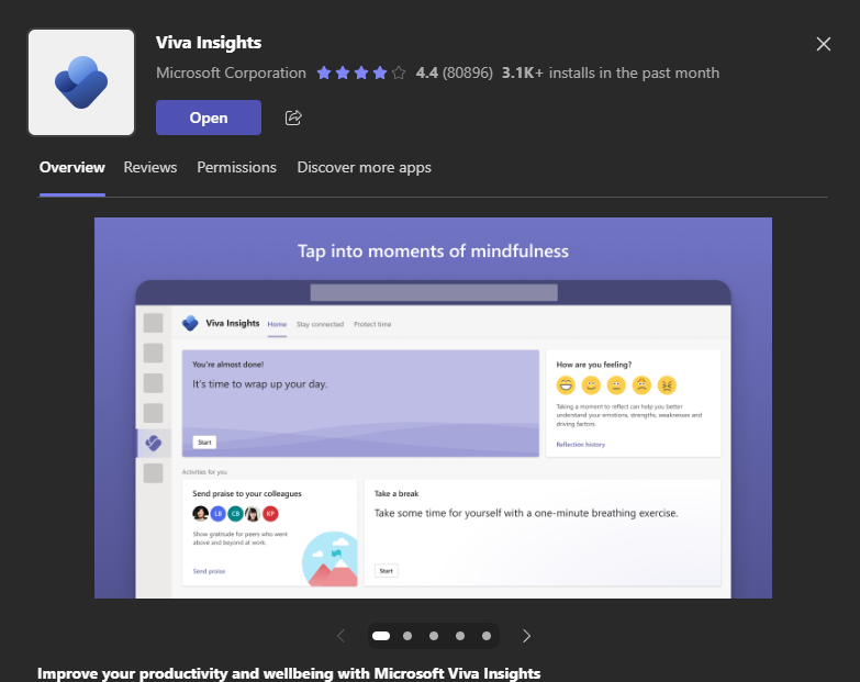 Install Microsoft Viva Insights in teams app
