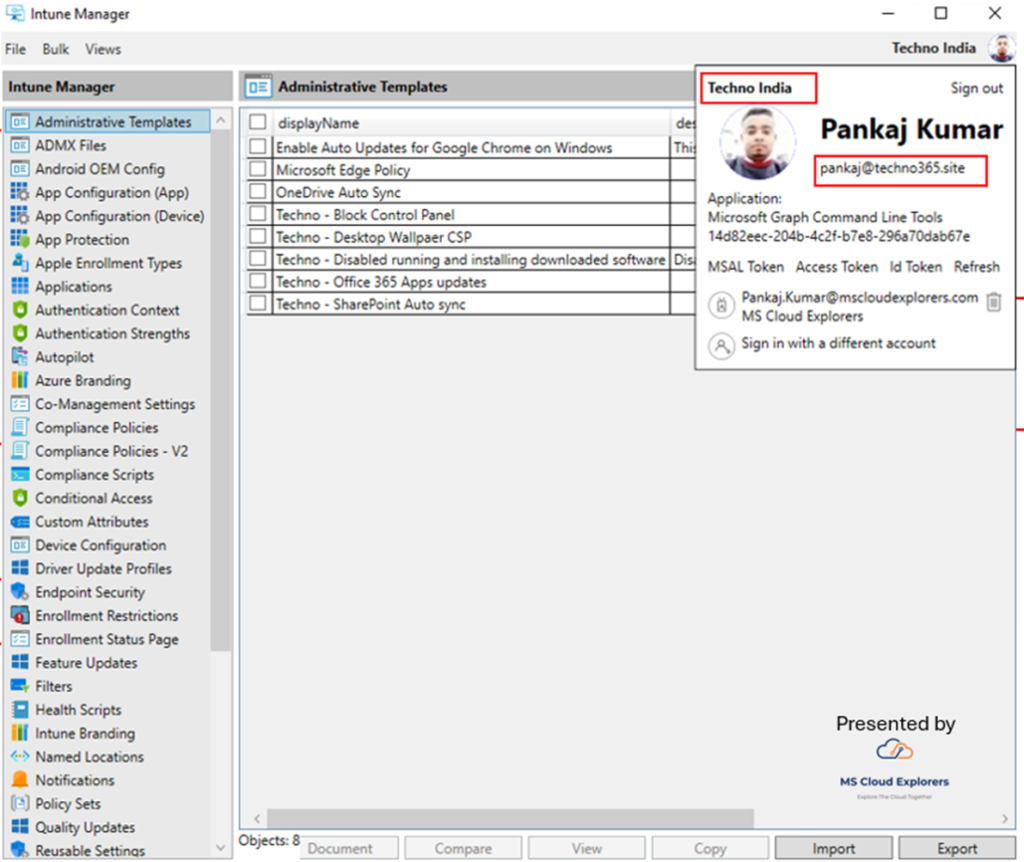 Login to the Intune Deployment tool