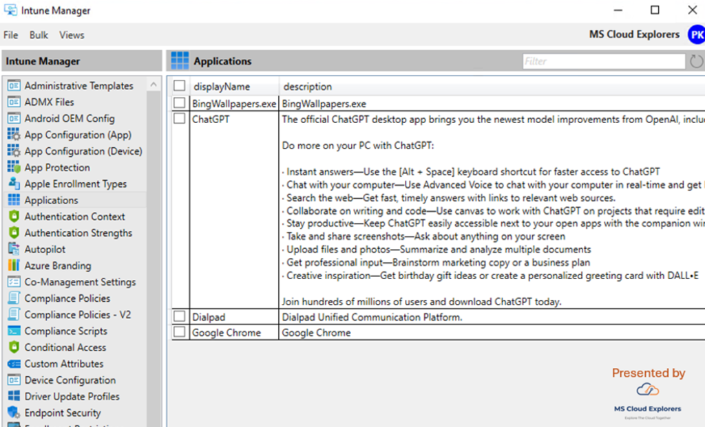 Verify the Imported Intune Apps