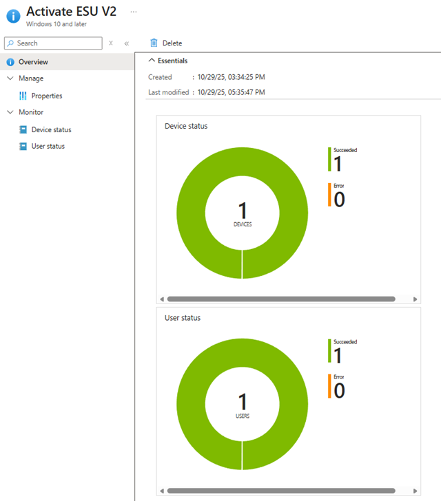 Microsoft Extended Security Updates Intune report