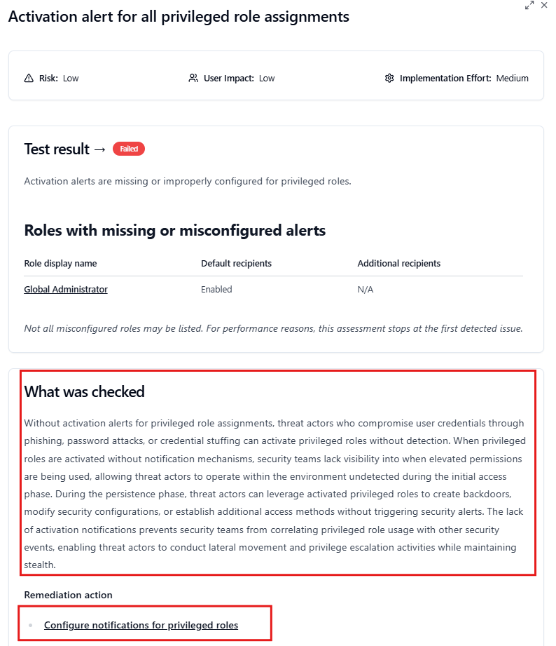 Zero Trust Assessment result and remediation steps