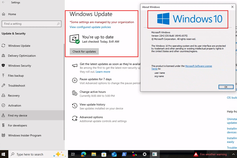 Microsoft Extended Security Updates Confirmation on End user device