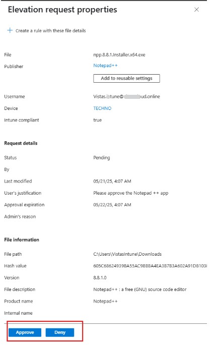 Microsoft Intune Privileged Elevation App Approval