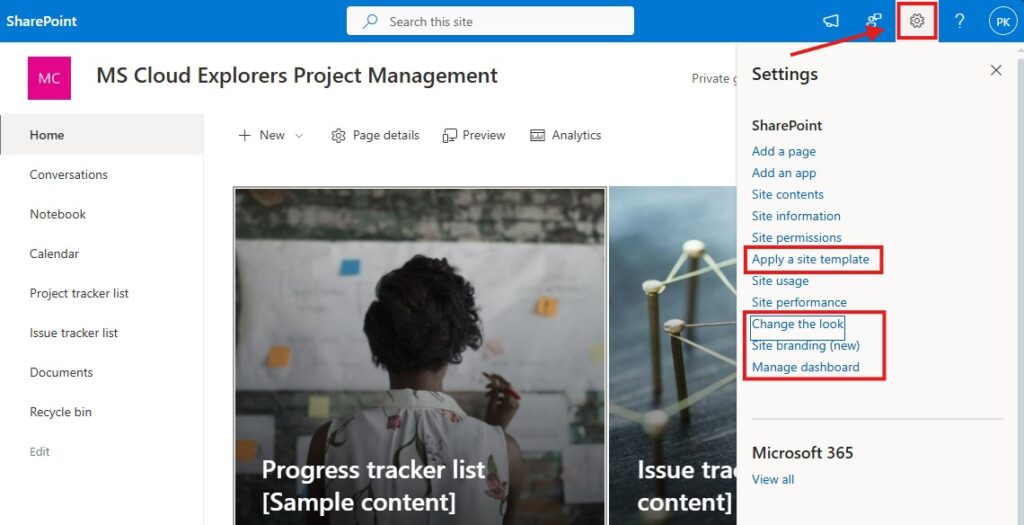 Customizing Microsoft SharePoint Online with your organization Theme
