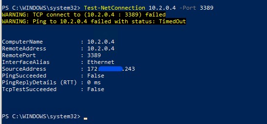 RDP access without Global Secure Access connection