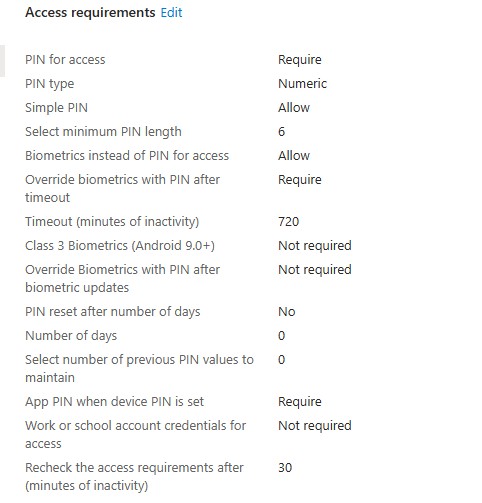 App Protection Policy Access Requirement