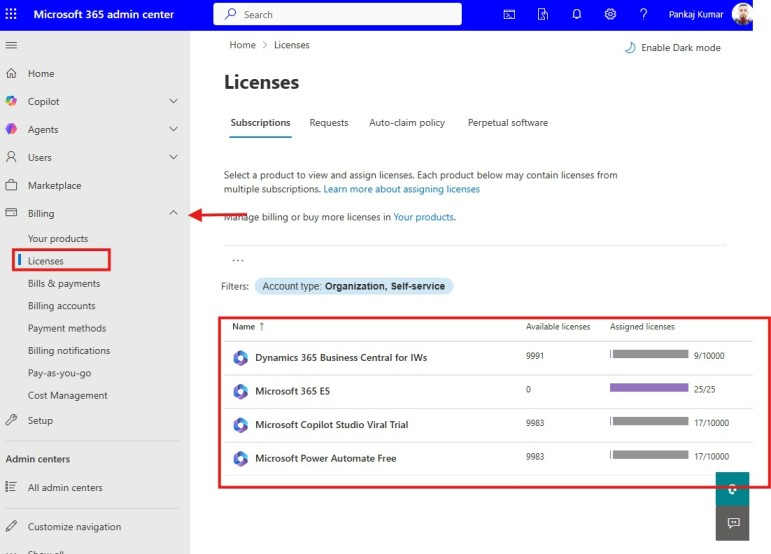 Microsoft 365 Tenant Licenses Detail