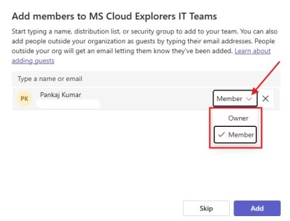 Add the members in Microsoft Teams Channels