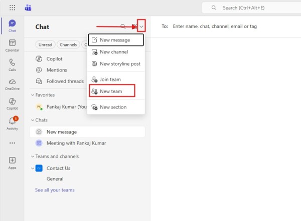 Create Microsoft teams