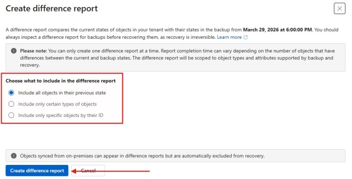Microsoft Entra Backup Objects report