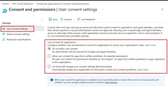 Entra ID Apps User Consent Settings