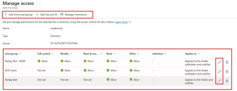 Azure Files Share Entra ID Permission Configuration