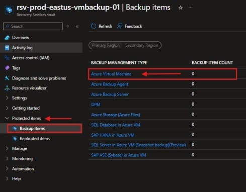 Azure Virtual Machine Backup Configuration