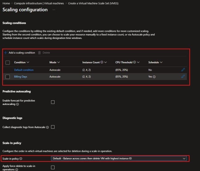 Azure Virtual Machine Scale Sets Configuration and Scale in and Out