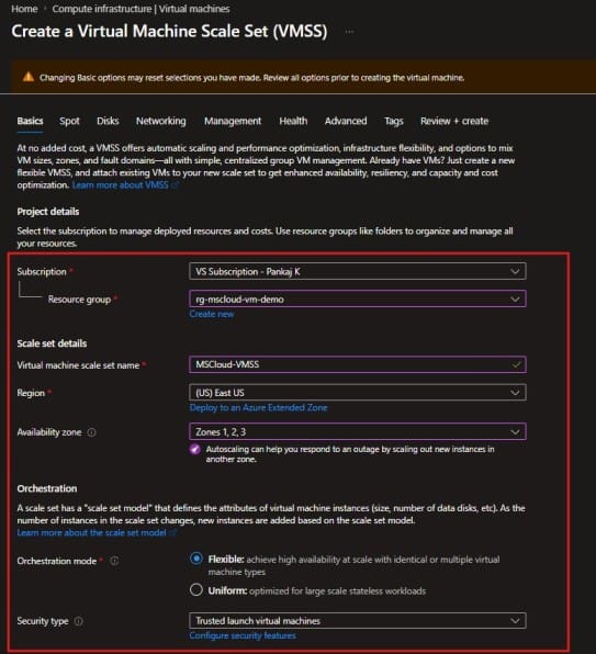 Azure Virtual Machine Scale Sets Configuration