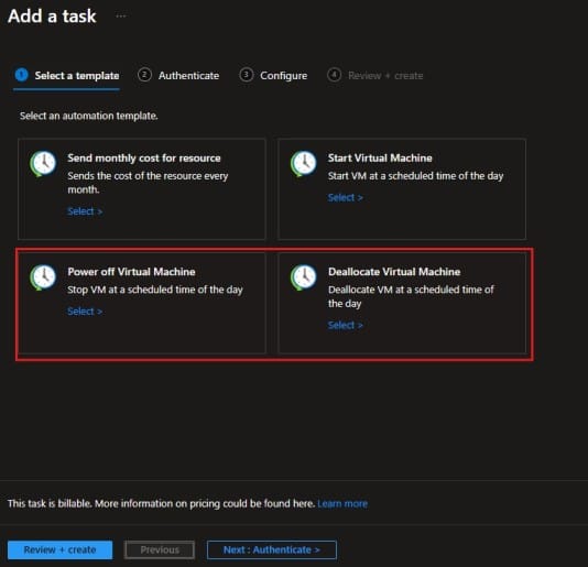Create an Auto Shutdown Task from VM Automation Tasks 1