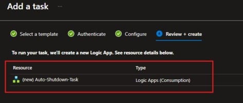 Create an Auto Shutdown Task from VM Automation Tasks 5