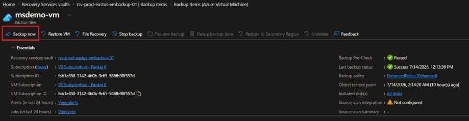 Initial Backup now