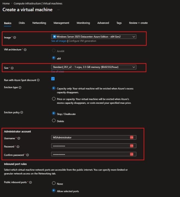 Microsoft Azure Virtual Machine Configuration 2
