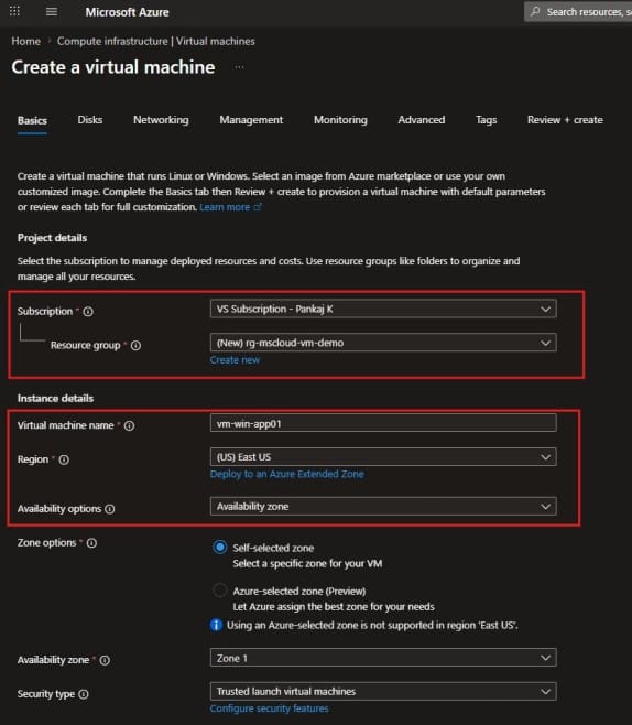 Microsoft Azure Virtual Machine Configuration